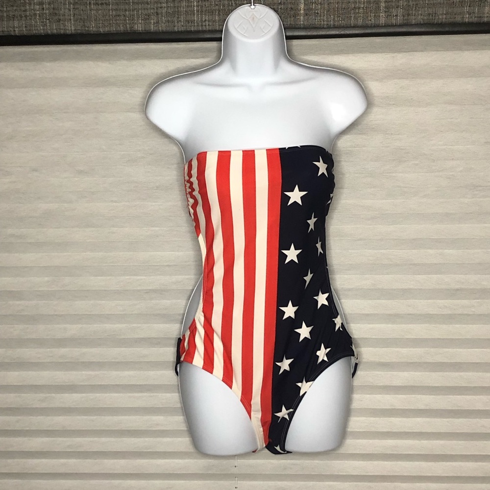 LA HEARTS one piece, back cut-out, american flag L